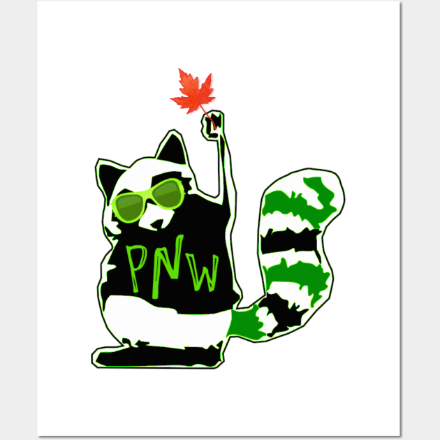 PNW Rebel Raccoon Maple Leaf Wall Art by TheDaintyTaurus